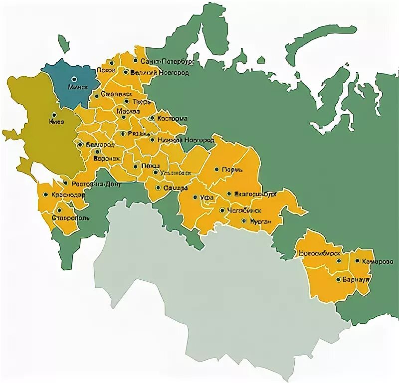 Карта Юга России. Карта средней полосы России и Юга России. Центр юг рф