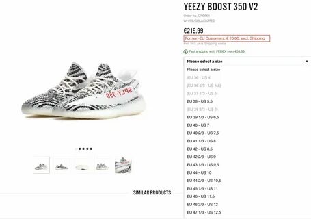 Размерная сетка yeezy