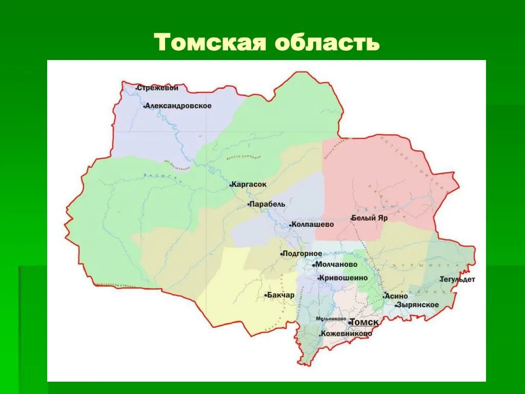 Города томской области карта. Карта Томской области. Районы Томской области. Томская область граничит. Зырянский район Томской области.