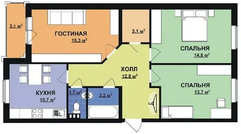 4 кв м трехкомнатные площадью