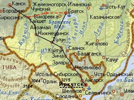 Канск тайшет расстояние