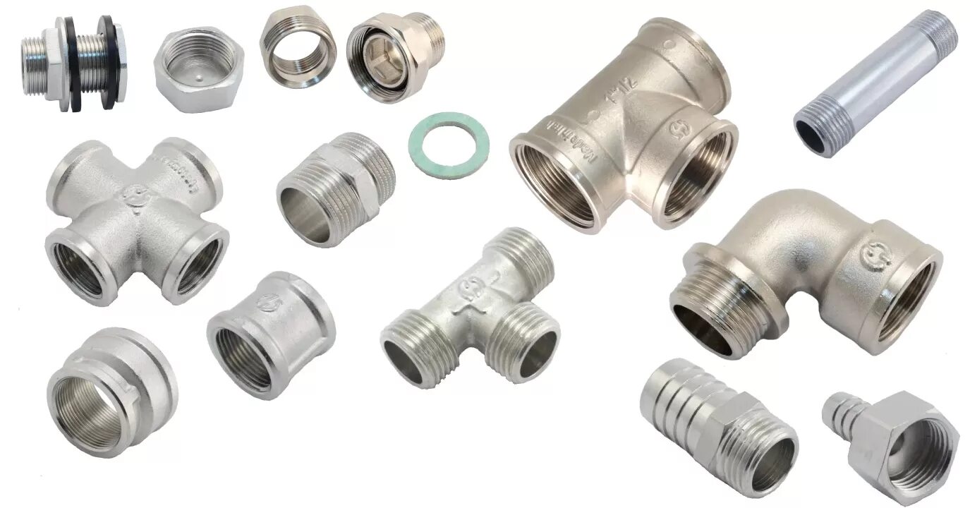 Фитинги для стальной трубы / Steel Pipe Fittings. Латунные фитинги Дженерал Фиттингс. Четверник 20 мм полипропилен 20/20/20/1/2". Евроконус General Fittings.