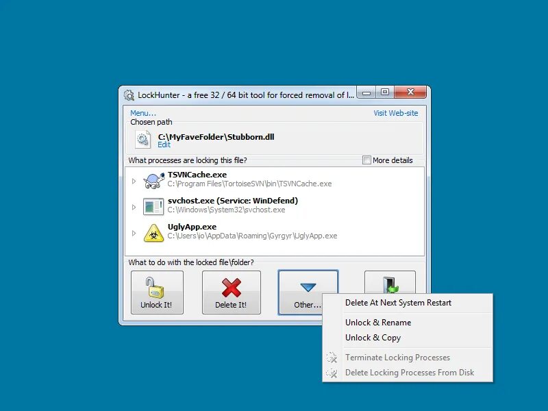 Lockhunter. Polling procedure. Process lock. Что делать если файл занят другой программой. Lockhunter portable.