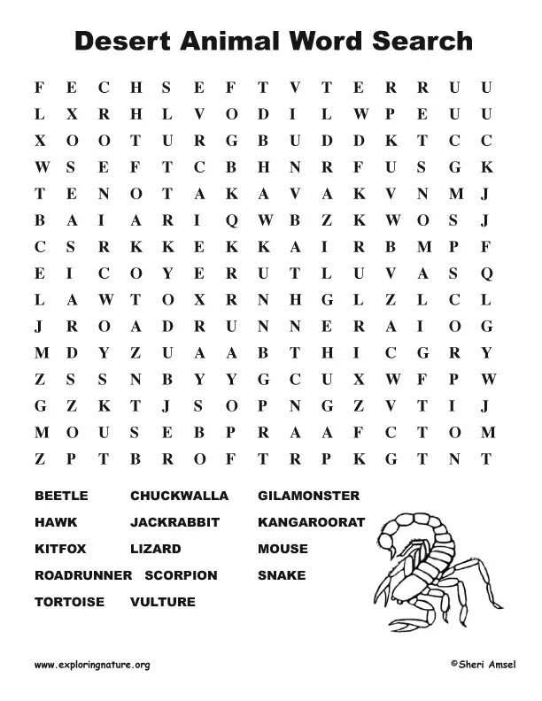 Animals wordsearch