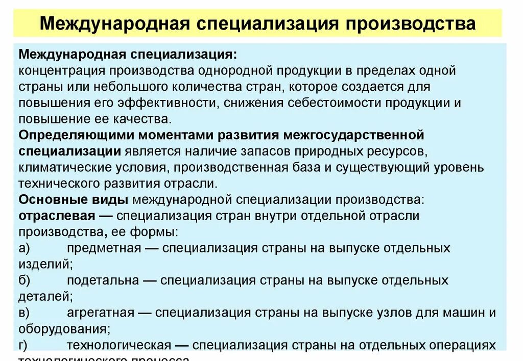 Укажите основные направления специализации российской экономики. Примеры международной специализации стран. Международная специализация стран. Отрасли международной специализации стран. Условия международной специализации.