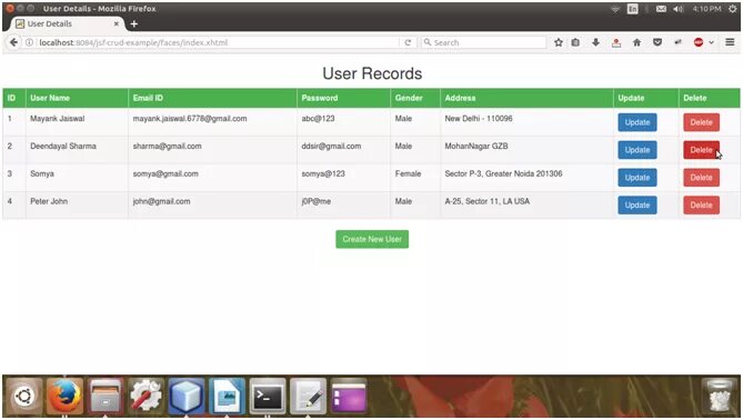 User records. Https://10.2.32.100.8080/Lis/faces/CRUD/Print/Print/.