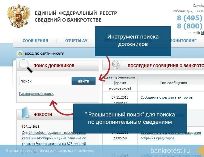 Банкротство информация сайт