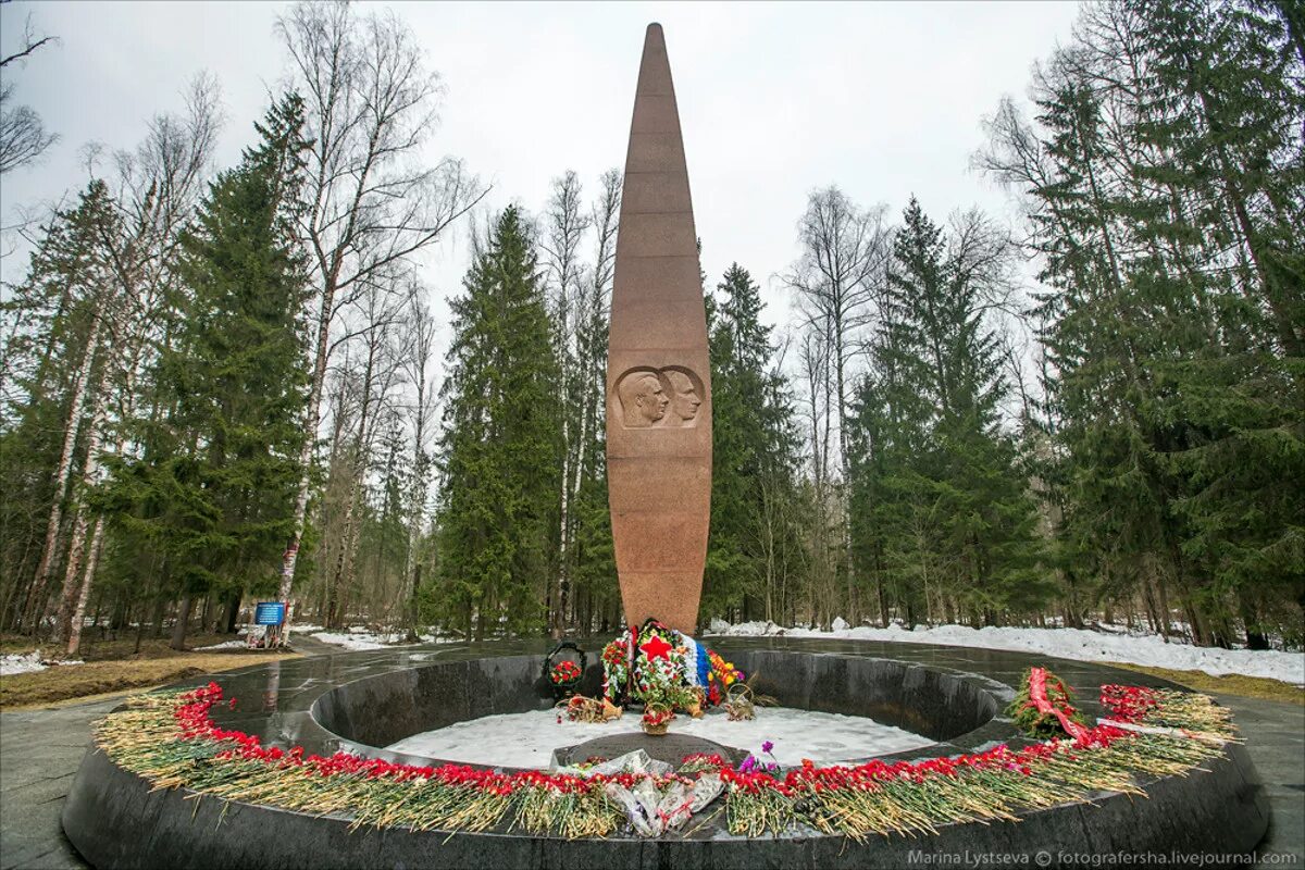 Где гибла. Место гибели Гагарина и Серегина мемориал. Мемориал на месте гибели Гагарина. Памятник на месте гибели Юрия Гагарина. Деревня Новоселово Киржачский район памятник Гагарину.