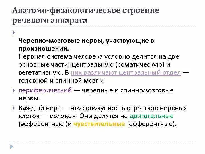 Анатомо физиологические дефекты речевого аппарата. Черепно мозговые нервы речевого аппарата. Физиологическое строение. Какие пары нервов участвуют в речи.