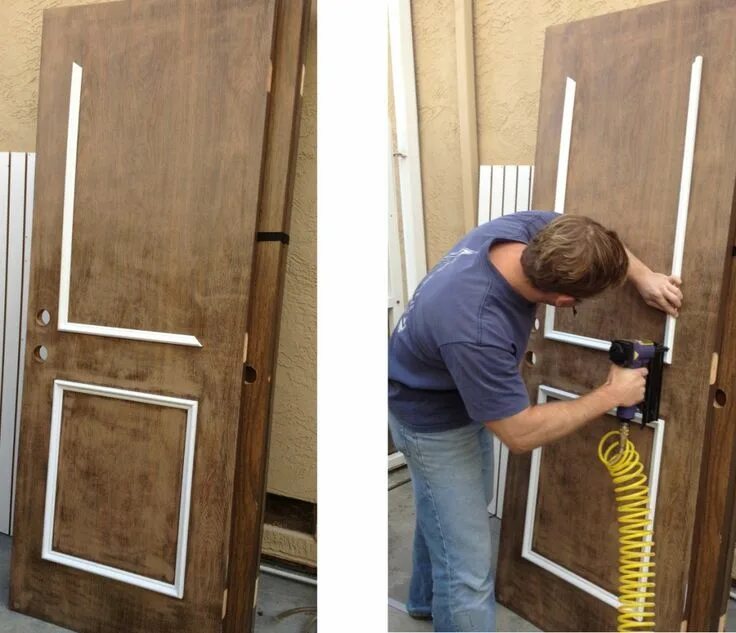 Add molding to old slab doors Diy door, Door frame molding, Door makeover
