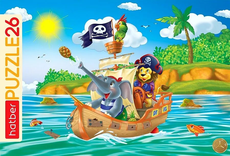 Cartoons collection. Пазлы 26 элементов а4ф 200х300мм в рамке -щенок-. Пиратский пазл. Пиратские пазлы для детей. Пазл "пират".