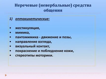 Неречевое невербальное общение