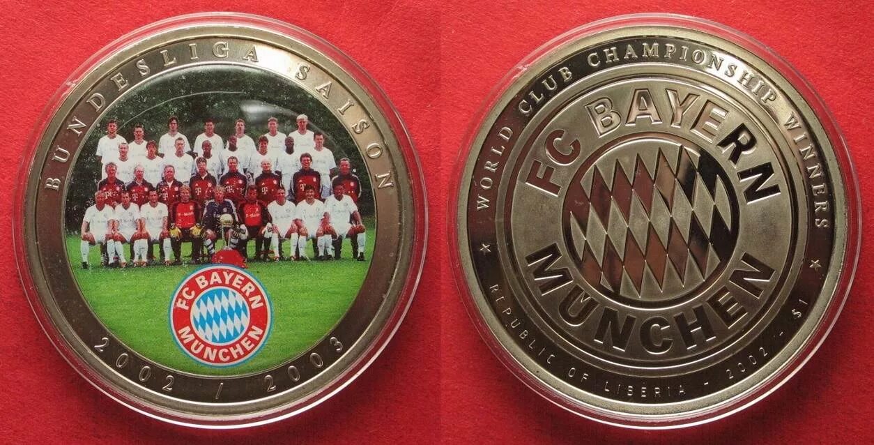 Монета футбол Бавария 2000. Монета футбол Бавария 1965. Цветные монеты. FC Bayern 2002.