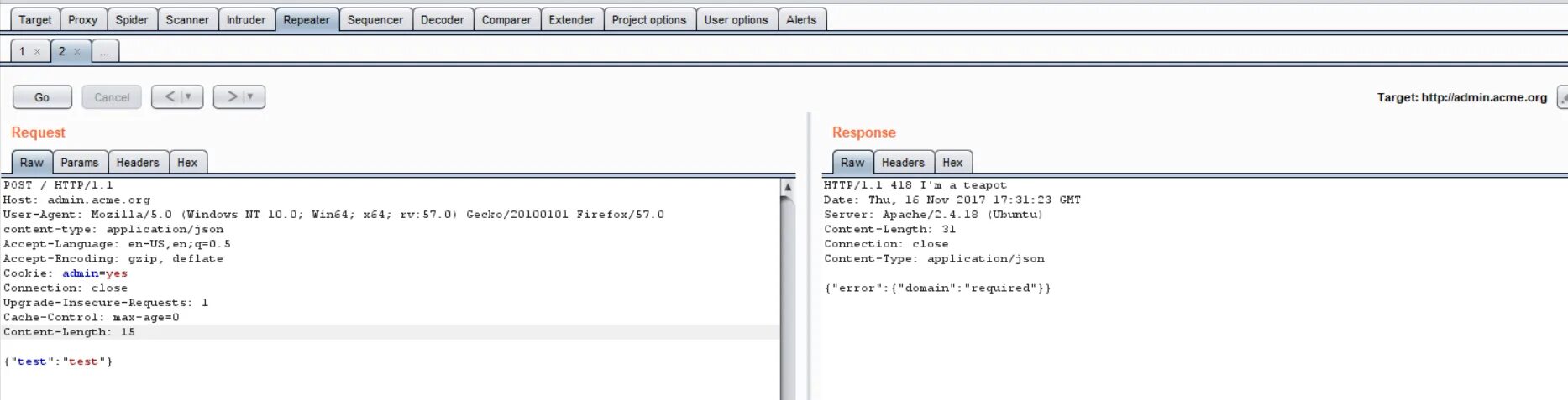 Content type application json charset utf 8