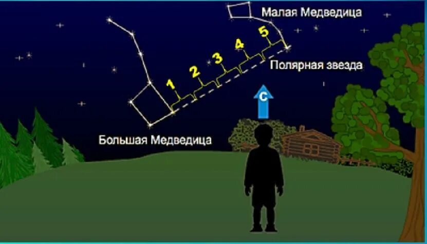 Ориентирование по звездам большая Медведица. Ориентирование по полярной звезде. Полярная звезда направление. Как найти полярную звезду. Направление движения звезд