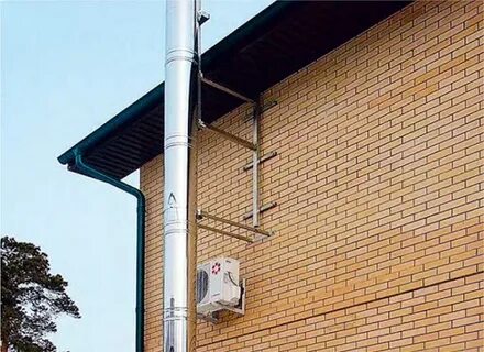 Крепление вентиляционной трубы к стене
