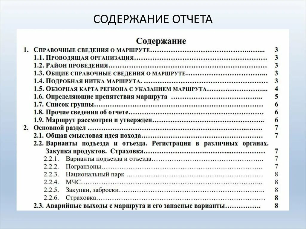 Отчет оглавление