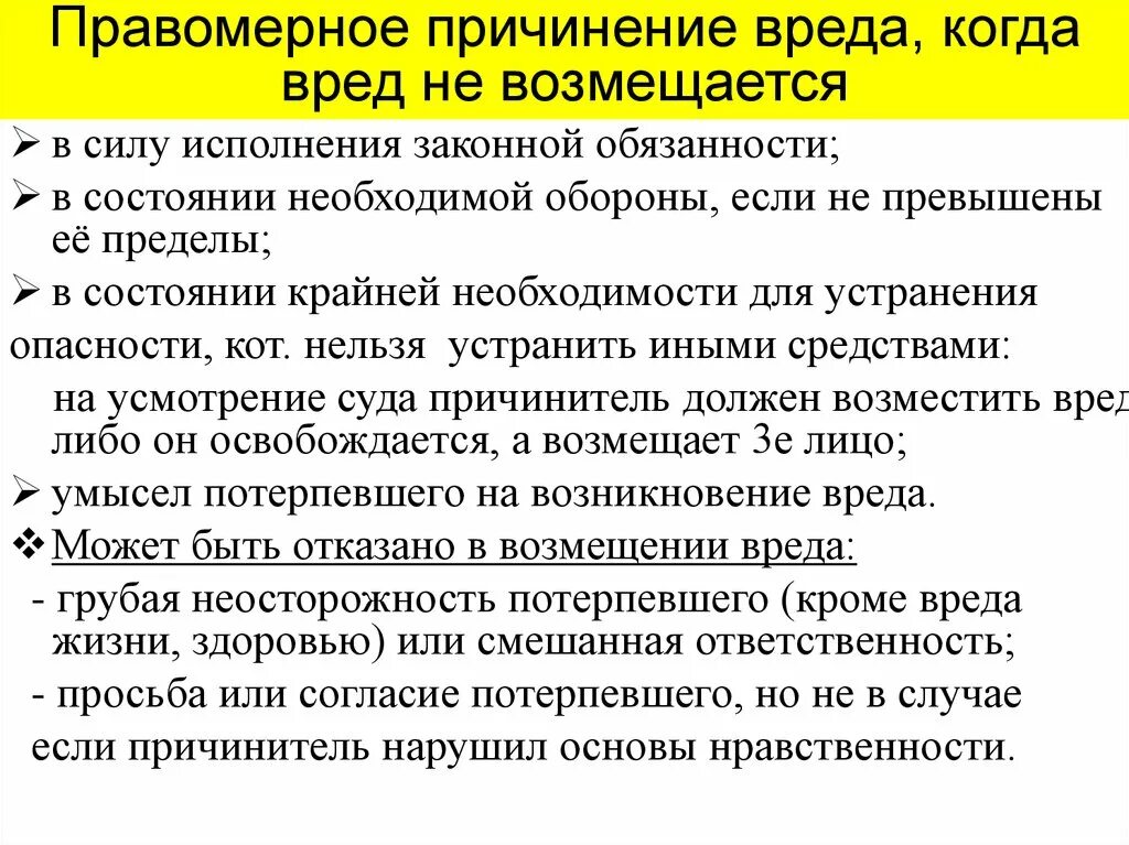 Правомерный вред. Правомерное причинение вреда. Причинение вреда правомерными действиями. Правомерный вред пример. Правонарушение причиняющее материальный ущерб