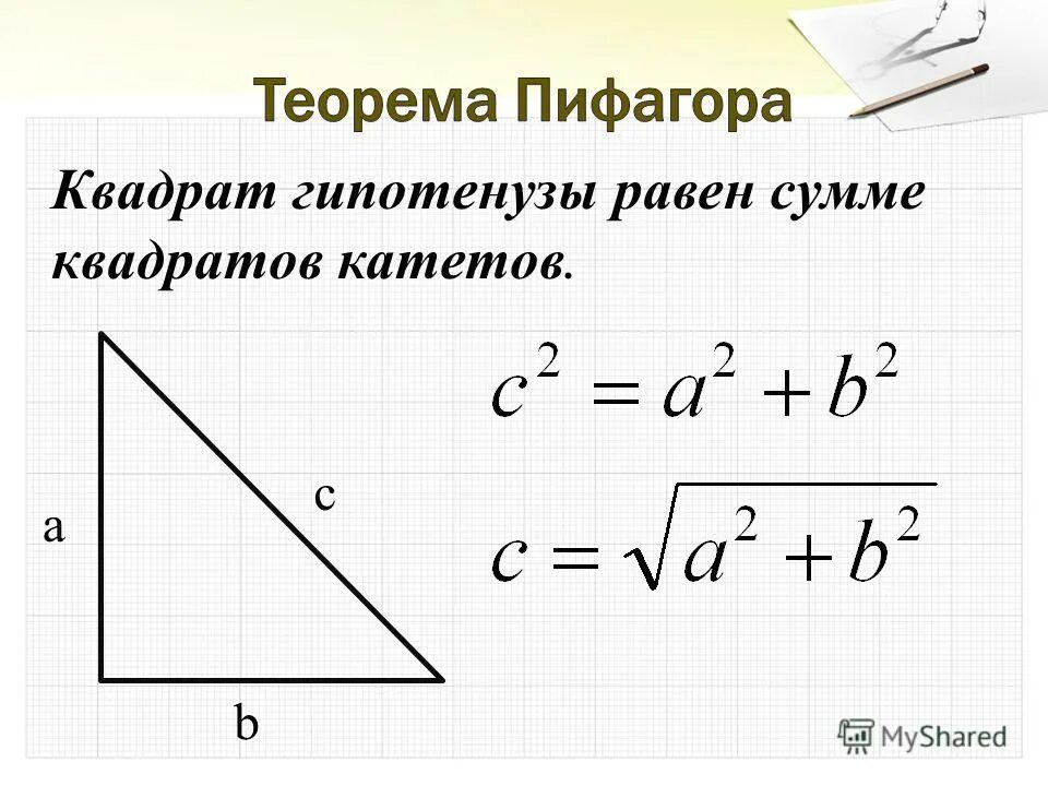 Чему равен квадрат гипотенузы