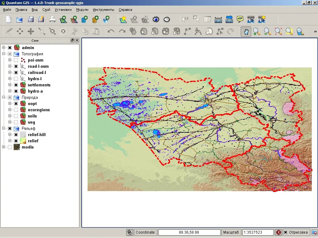 Гис алтай. Qgis интерфейс. гис qgis. qgis карты. географическая основа карт.