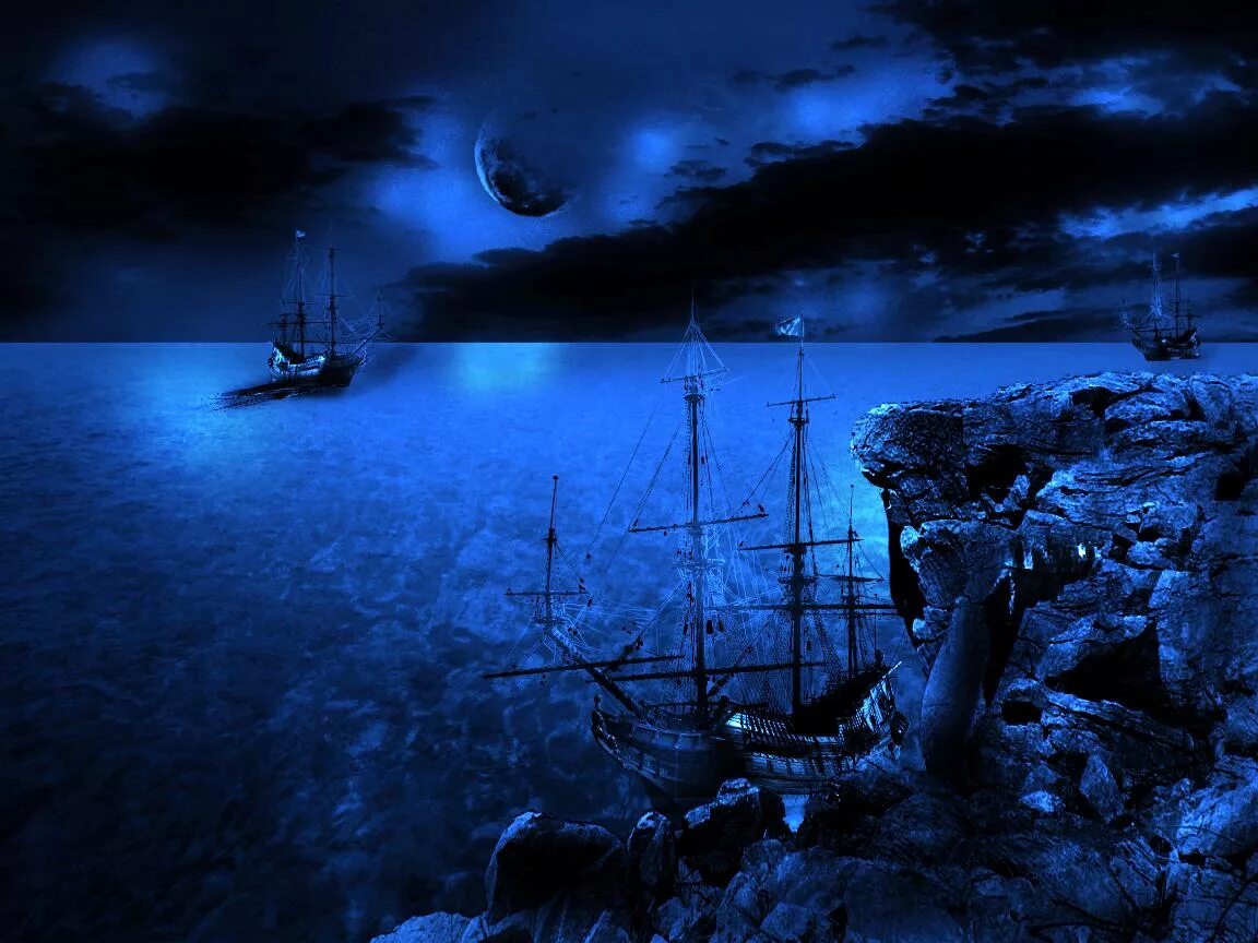Черный день синяя ночь. Корабль в море. Корабль ночью в море. Ночь на корабле. Парусник ночью.