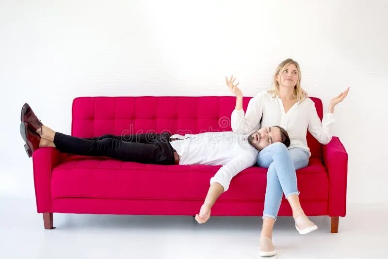 He is on the sofa. Парень лежит на коленках у девушки. she was making up on the sofa. girlfriend positions.