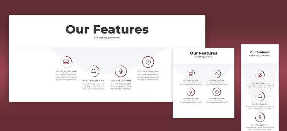 Features. Features Design. Divi WORDPRESS логотип. Каунтер в веб дизайне.