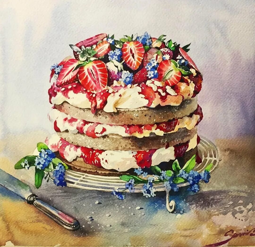 Акварельный торт. Тортик иллюстрация. Торт рисунок. Тортики и сладости Акварельные.
