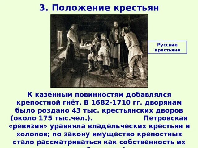 Что такое крестьяне в истории. Положение крестьян. положение крестьян в петровскую эпоху. российское общество в петровскую эпоху положение крестьян. казенные крестьяне.