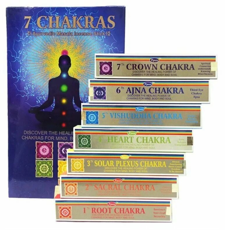 Seven chakras благовония. Seven chakras благовония. набор благовоний "7 чакр". чакры благовония. Seven chakras ароматические палочки.