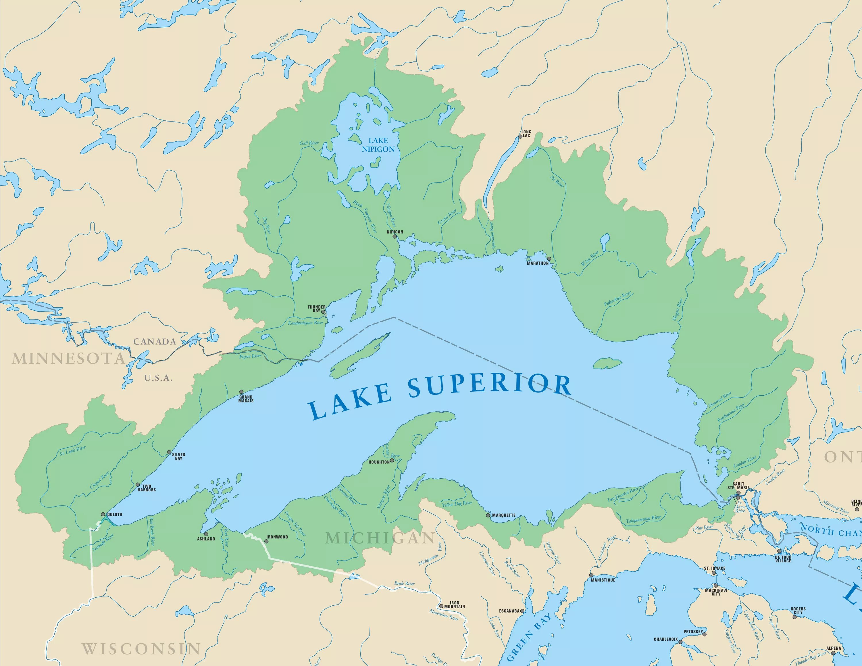 Какое озеро расположено севернее остальных. Озеро Супериор на карте. Lake Superior на карте. Карта озер. Верхнее озеро на карте.