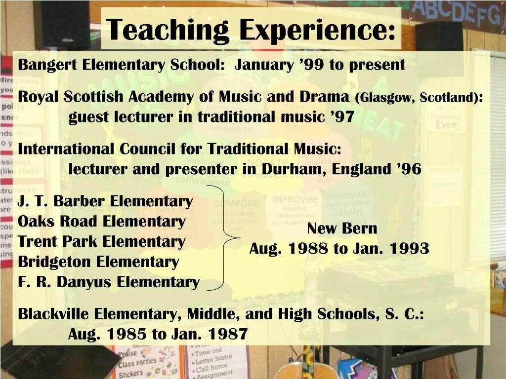 About my experience. Teaching experience. teachers experience.