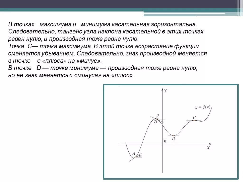 Равна нулю в некоторой точке. В точке максимума производная функции равна 0. В точке максимума и минимума производная равна нулю?. Точка минимума производная равна. Производная в точке касания равна.