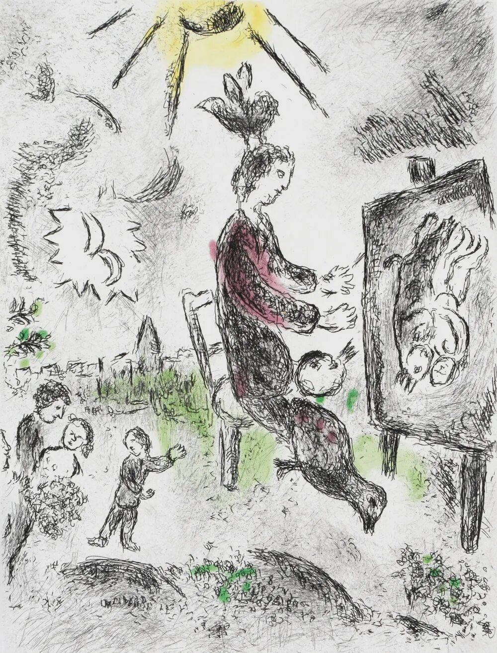 Шагал иллюстрации к книгам. Мальчик шагает. Livre d’artiste Шагал.