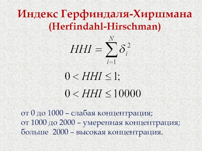 Index. Индекс Герфиндаля-Гиршмана. Коэффициент Герфиндаля-Гиршмана. Индекс концентрации Герфиндаля. Коэффициент Герфиндаля формула.