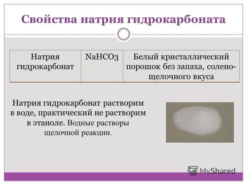 Реакция гидрокарбоната и соляной кислоты