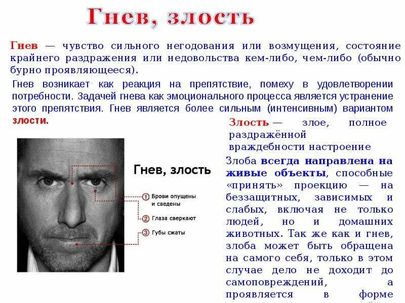 Как проявляется злость