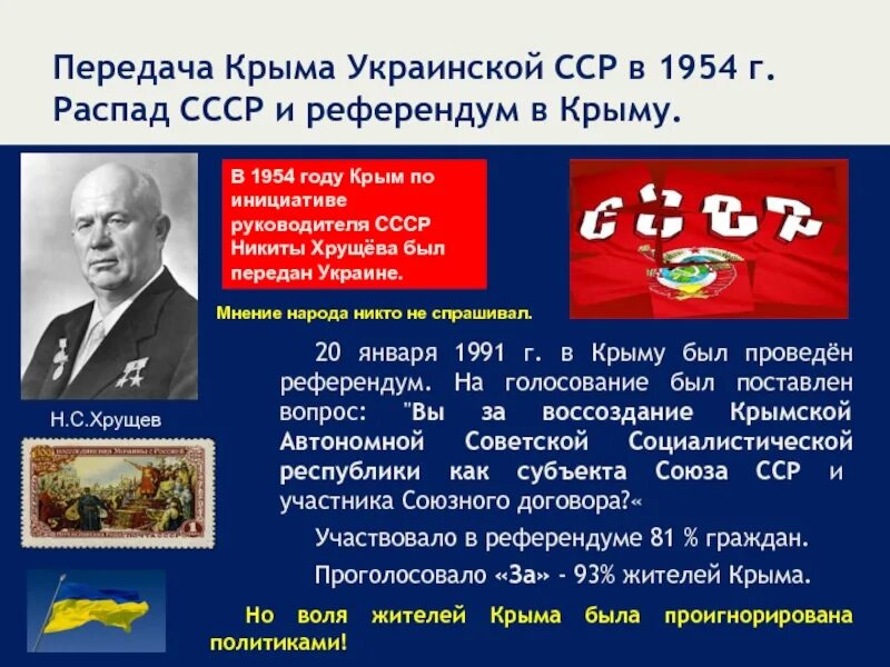 Передача крыма рсфср в усср. Передача крыма усср в 1954. распад ссср референдум 1991. передача крыма украинской сср.