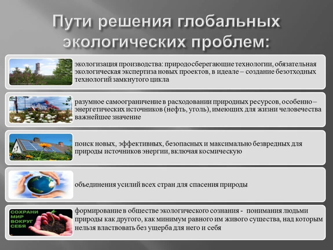 Способы борьбы с глобальными экологическими проблемами