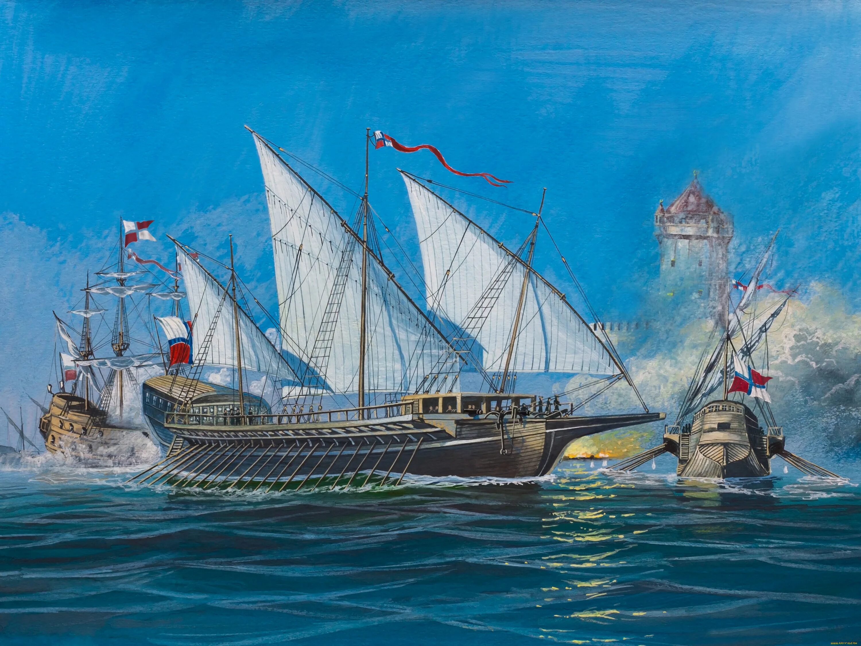 Эпоха парусного флота. Галера военный корабль Петра 1. Галера корабль 17 века. Великий галеас Петра 1. Галеас 17 век.