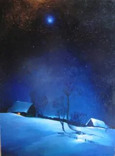 Картина зимняя ночь
