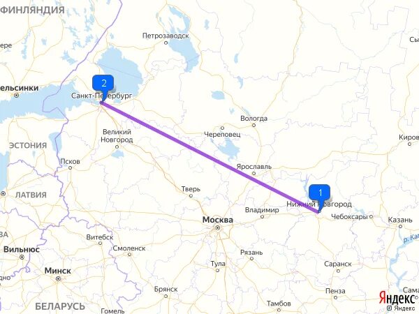 Петербург нижний новгород расстояние