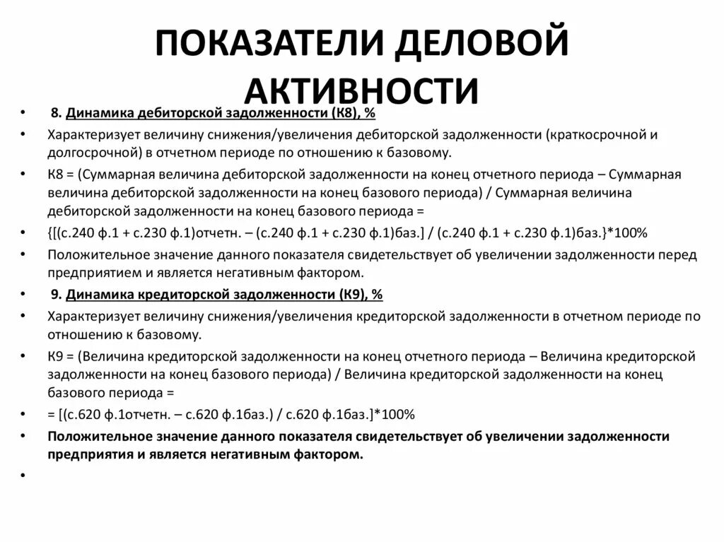 Снижение деловой активности