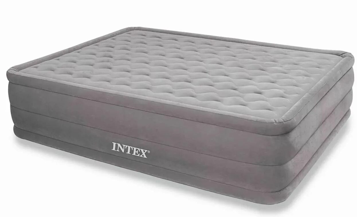 Надувную двуспальную кровать intex. Intex матрац со встроенным насосом 66958. надувная кровать intex ultra plush. надувная кровать 152х203х46см &quot;ultra plush&quot; встр.нас. 220в, до 272кг. надувной матрас 203 152 46.