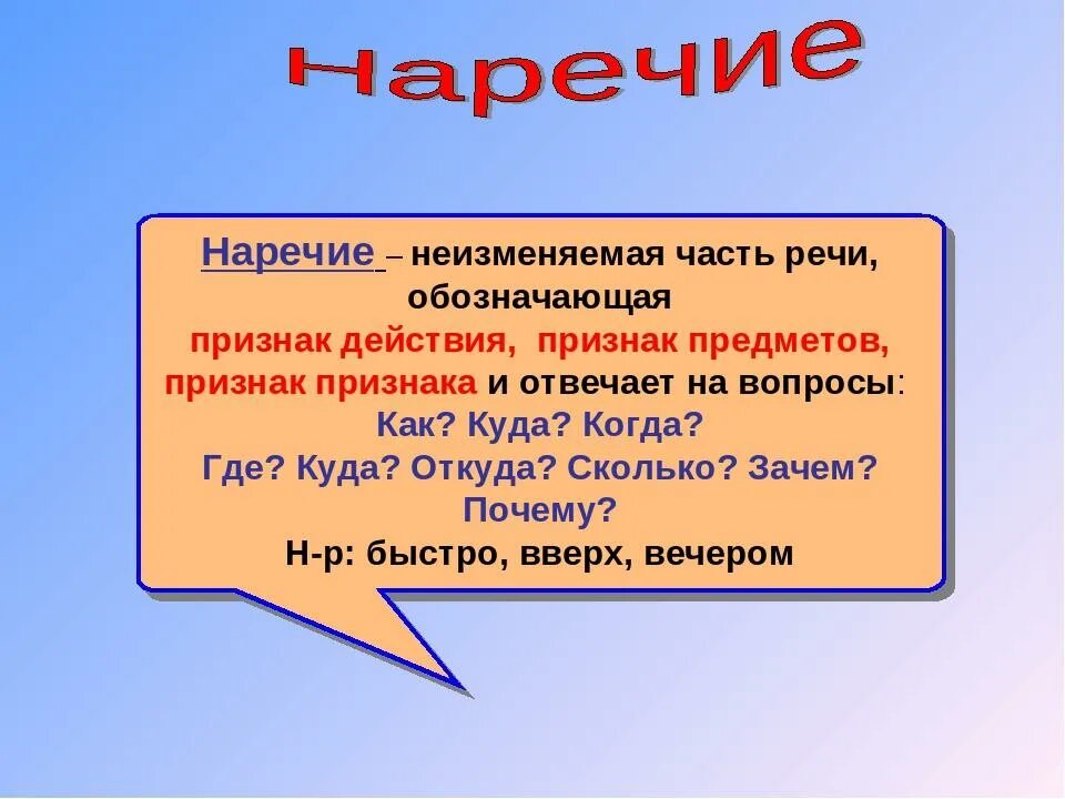 Наречие. Наречечие как часть речи. Что такое наречие 4 класс русский язык. Наречие правило. Наречие это часть речи обозначающая действие