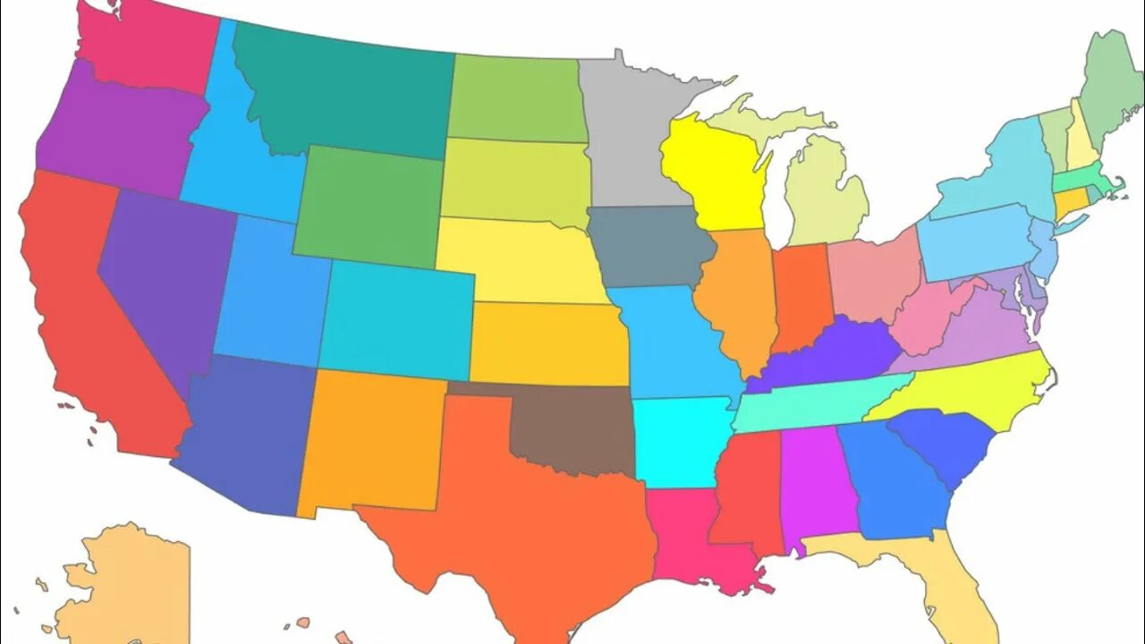 Цветная Америка. Середина Америки. Карта США вектор. Цвета США. State coloured