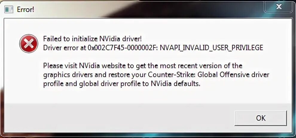 Failed to initialize graphics hardware. Failed to initialize graphics hardware