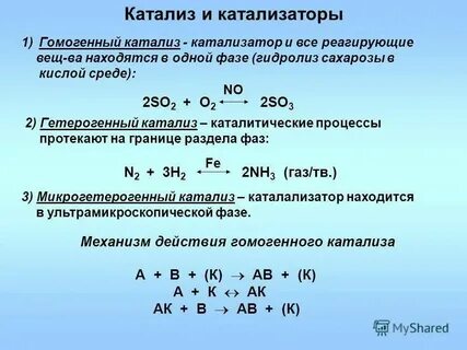 Примеры катализаторов и ингибиторов