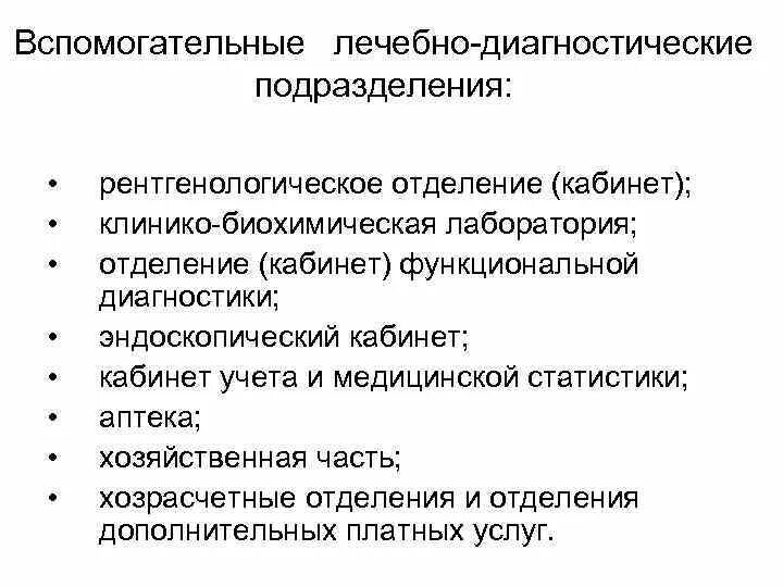 Лечебно диагностические учреждения. Структура лечебно диагностического отделения. Диагностические подразделения. Диагностические подразделения поликлиники. Вспомогательные диагностические подразделения.