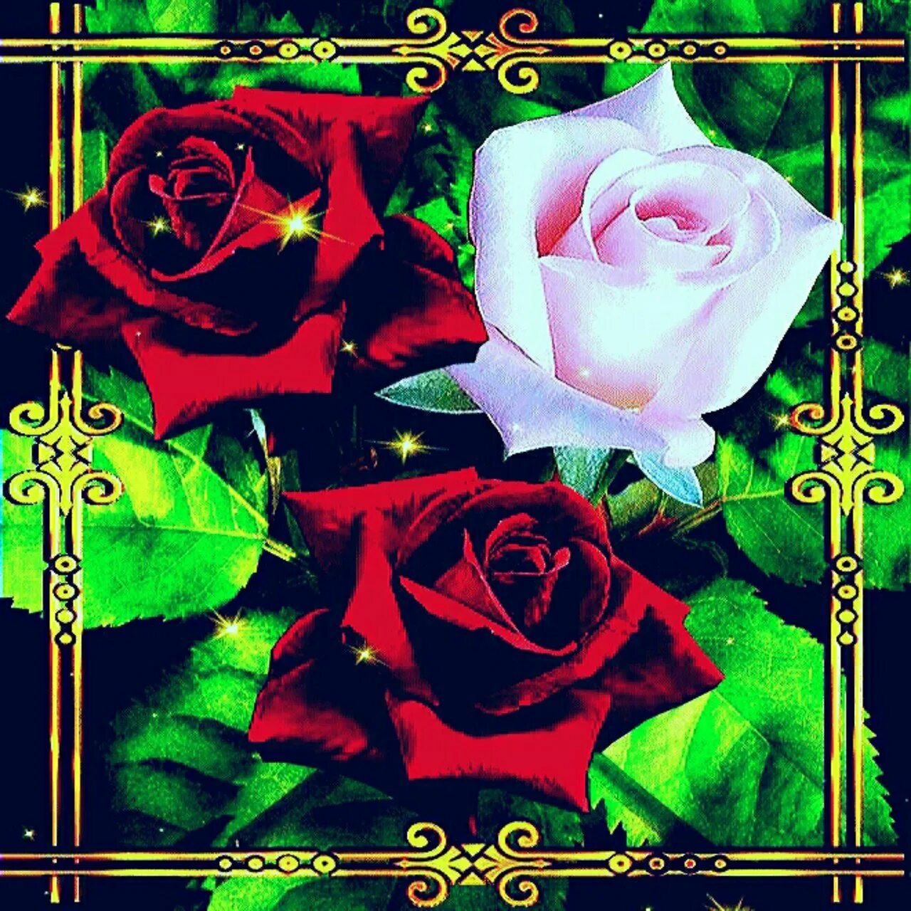 Анимированные цветы. Открытки с розами. Сверкающие розы. Мерцающие розы. Бесплатные картинки мигающие